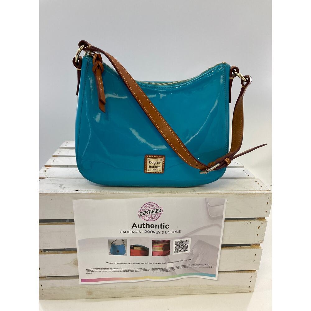 DOONEY & BOURKE BLUE/ TEAL MEDIUM PATTON LEATHER HOBO BAG